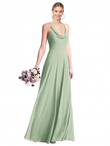 Purcahse  V-Back Sleeveless Spaghetti Straps A-Line Chiffon Evening Dress UK