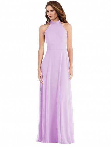 Purcahse  Low Back Sleeveless Halter Neck A-Line Soft Chiffon Semi Formal Evening Dress UK