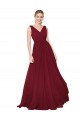 Purcahse  V-Back Burgundy Sleeveless V-Neck A-Line Soft Chiffon Evening Dress UK