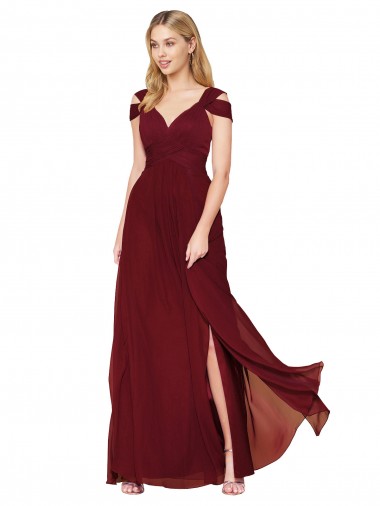 Purcahse  Burgundy Sleeveless Sweetheart A-Line Soft Chiffon Formal Evening Dress UK