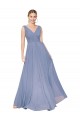 Purcahse  V-Back Dusty Blue Sleeveless V-Neck A-Line Soft Chiffon Formal Evening Dress UK