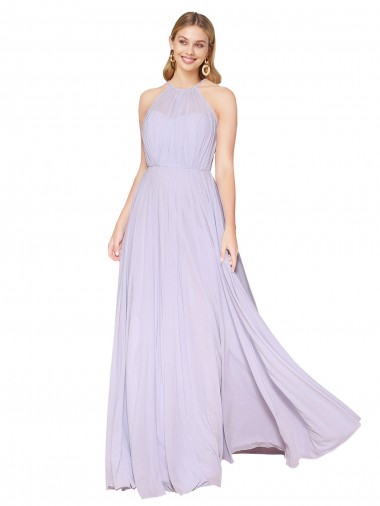 Purcahse  Sleeveless Halter Neck A-Line Soft Chiffon Formal Evening Dress UK