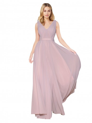 Purcahse  V-Back Primrose Sleeveless V-Neck A-Line Soft Chiffon Formal Evening Dress UK