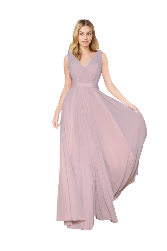 Purcahse  V-Back Primrose Sleeveless V-Neck A-Line Soft Chiffon Formal Evening Dress UK