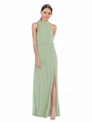 Purcahse  Sleeveless High Neck A-Line Soft Chiffon Semi Formal Evening Dress UK