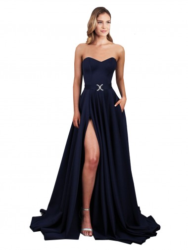 Purcahse  Low Back Sleeveless Sweetheart A-Line Stretch Crepe Evening Dress UK