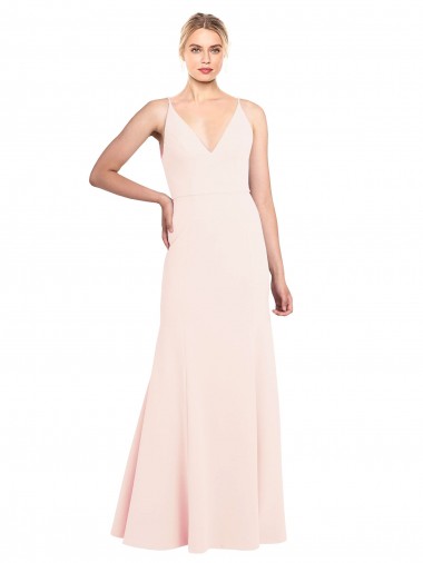 Purcahse  V-Back Pink Sleeveless V-Neck A-Line Stretch Crepe Formal Evening Dress UK