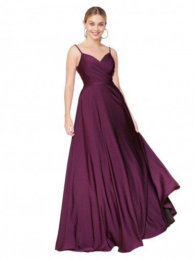 Purcahse  V-Back Sleeveless Spaghetti Straps A-Line Stretch Crepe Formal Evening Dress UK