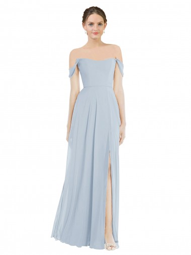 Purcahse  Flounce Sleeves Off the Shoulder A-Line Soft Chiffon Semi Formal Evening Dress UK