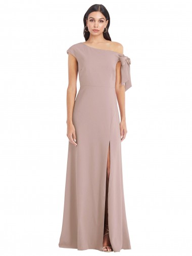 Purcahse  Dusty Pink Sleeveless Off the Shoulder A-Line Stretch Crepe Formal Evening Dress UK