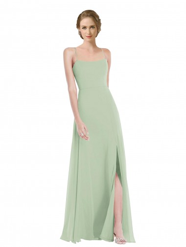 Purcahse  Criss Cross Back Sleeveless Scoop Neck A-Line Soft Chiffon Semi Formal Evening Dress UK