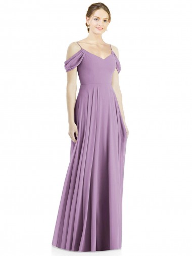 Purcahse  Open Back Sleeveless Off the Shoulder A-Line Soft Chiffon Semi Formal Evening Dress UK