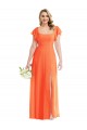 Purcahse  Open Back Flutter Sleeves Square Neck A-Line Soft Chiffon Semi Formal Evening Dress UK