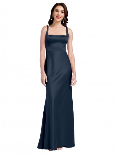 Purcahse  Low Back Sleeveless Square Neck A-Line Stretch Satin Formal Evening Dress UK