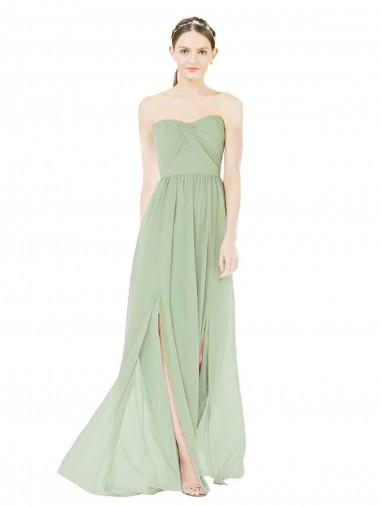 Purcahse  Low Back Sage Sleeveless Sweetheart A-Line Soft Chiffon Semi Formal Evening Dress UK