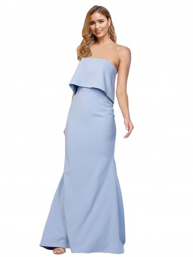 Purcahse  Low Back Sleeveless Strapless A-Line Stretch Crepe Evening Dress UK