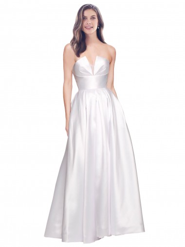 Purcahse  Low Back Sleeveless Strapless A-Line Stretch Satin Formal Evening Dress UK