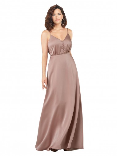 Purcahse  Sleeveless V-Neck A-Line Silky Satin Formal Evening Gown UK