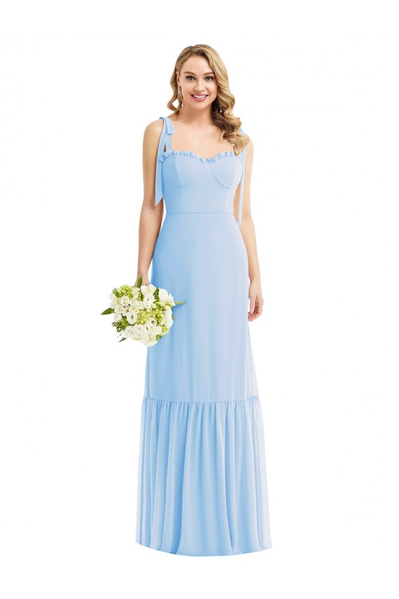 Purcahse  Light Sky Blue Sleeveless Spaghetti Straps A-Line Soft Chiffon Semi Formal Evening Dress UK