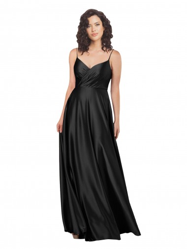 Purcahse  Low Back Sleeveless V-Neck A-Line Silky Satin Evening Dress UK