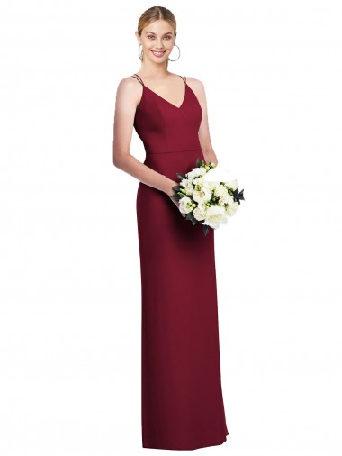 Purcahse  Burgundy Sleeveless V-Neck A-Line Soft Chiffon Evening Dress UK