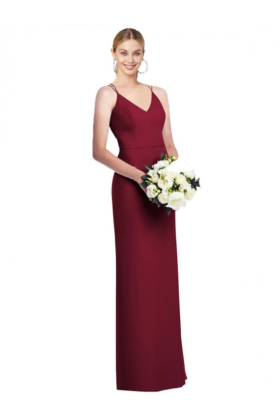 Purcahse  Burgundy Sleeveless V-Neck A-Line Soft Chiffon Evening Dress UK