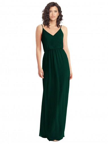 Purcahse  Low Back Ever Green Sleeveless V-Neck A-Line Soft Chiffon Semi Formal Evening Dress UK