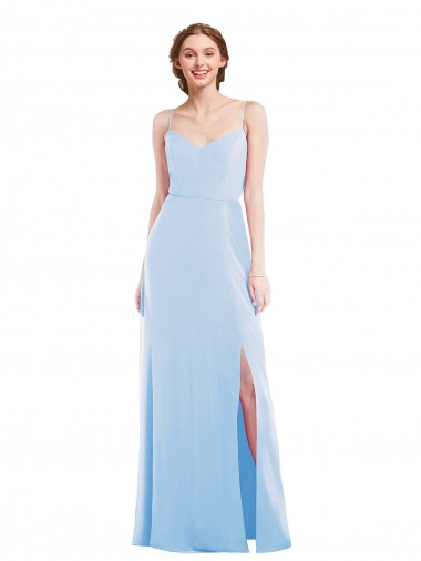 Purcahse  Light Sky Blue Sleeveless Spaghetti Straps A-Line Soft Chiffon Formal Evening Dress UK