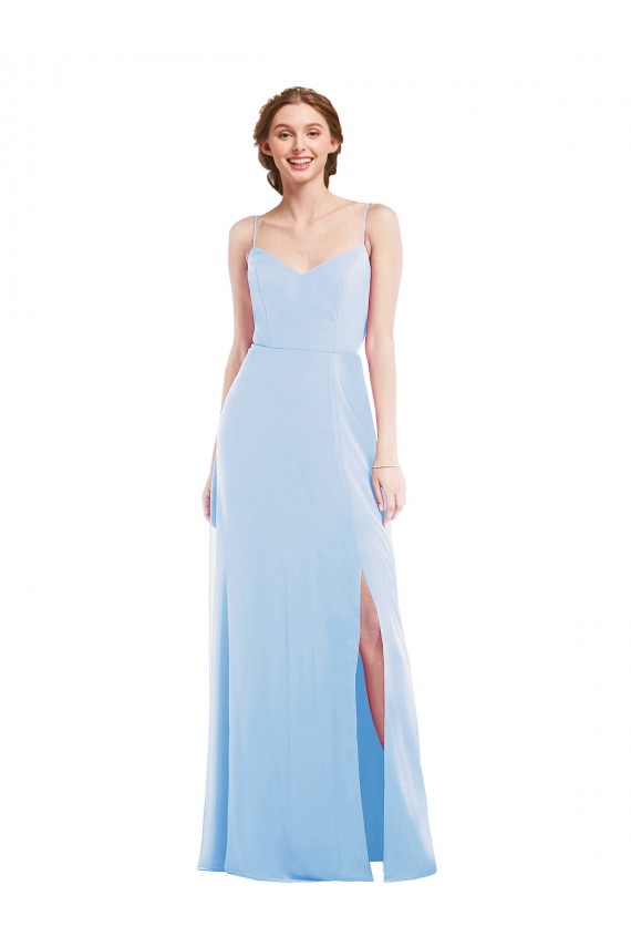 Purcahse  Light Sky Blue Sleeveless Spaghetti Straps A-Line Soft Chiffon Formal Evening Dress UK