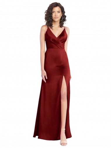 Purcahse  V-Back Sleeveless V-Neck A-Line Stretch Satin Evening Dress UK