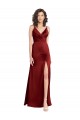 Purcahse  V-Back Sleeveless V-Neck A-Line Stretch Satin Evening Dress UK