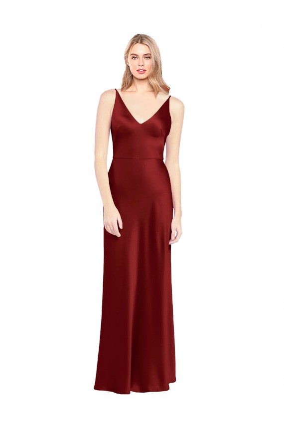 Purcahse  V-Back Sleeveless Spaghetti Straps A-Line Stretch Satin Formal Evening Dress UK