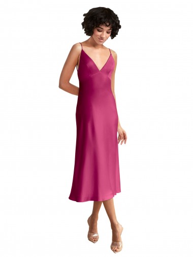 Purcahse  Low Back Sleeveless V-Neck A-Line Stretch Satin Formal Evening Dress UK