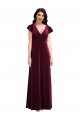 Purcahse  Flutter Sleeves V-Neck A-Line Stretch Velvet Semi Formal Evening Dress UK