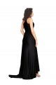 Purcahse  Black Sleeveless One Shoulder A-Line Silky Satin Black Tie Evening Dress UK