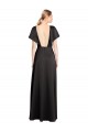 Purcahse  Open Back Cap Sleeves V-Neck A-Line Stretch Satin Evening Dress UK