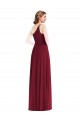 Purcahse  Burgundy Sleeveless One Shoulder A-Line Soft Chiffon Semi Formal Evening Dress UK