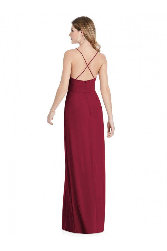 Purcahse  Open Back Sleeveless Spaghetti Straps A-Line Soft Chiffon Semi Formal Evening Dress UK