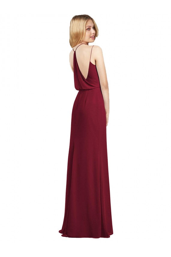 Purcahse  Burgundy Sleeveless V-Neck A-Line Soft Chiffon Evening Dress UK