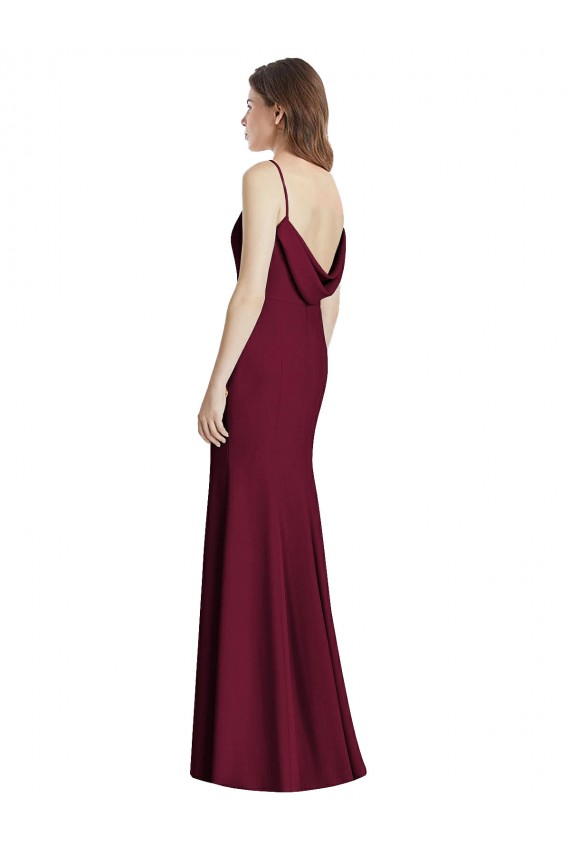 Purcahse  Open Back Sleeveless Bateau Neck Trumpet Stretch Crepe Semi Formal Evening Dress UK