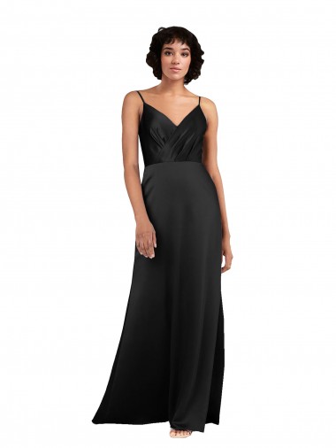 Purcahse  Sleeveless V-Neck Column Silky Satin Formal Evening Dress UK