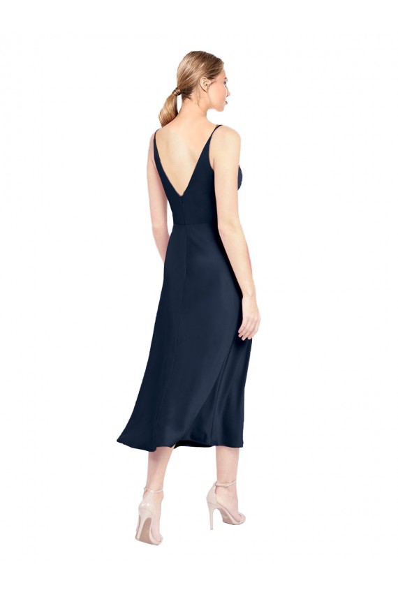 Purcahse  V-Back Sleeveless V-Neck A-Line Stretch Satin Formal Evening Dress UK