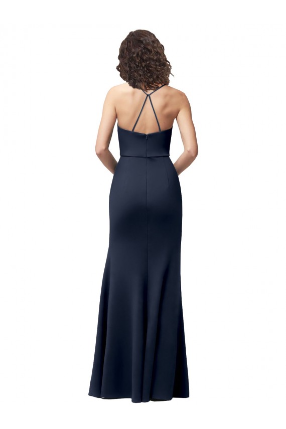 Purcahse  Criss Cross Back Sleeveless Spaghetti Straps Sheath Stretch Crepe Formal Evening Dress UK