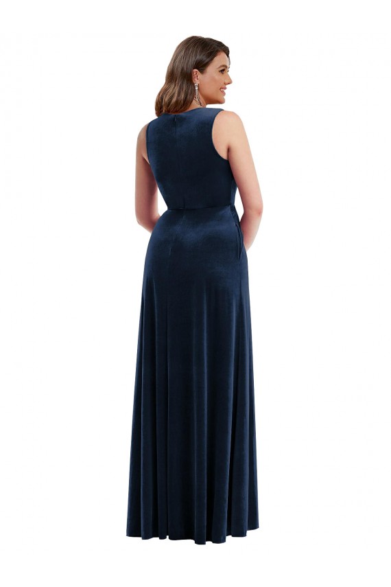 Purcahse  Sleeveless V-Neck Sheath Stretch Velvet Plus Size Formal Evening Dress UK