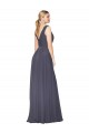 Purcahse  V-Back Dusty Blue Sleeveless V-Neck A-Line Soft Chiffon Formal Evening Dress UK