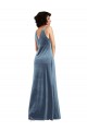 Purcahse  V-Back Sleeveless Cowl Neck Sheath Stretch Velvet Evening Gown UK