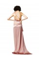 Purcahse  Open Back Sleeveless One Shoulder A-Line Silky Satin Formal Evening Dress UK