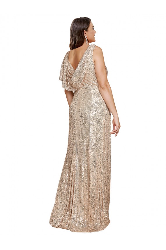 Purcahse  Sleeveless V-Neck A-Line Sequin Black Tie Plus Size Evening Dress UK