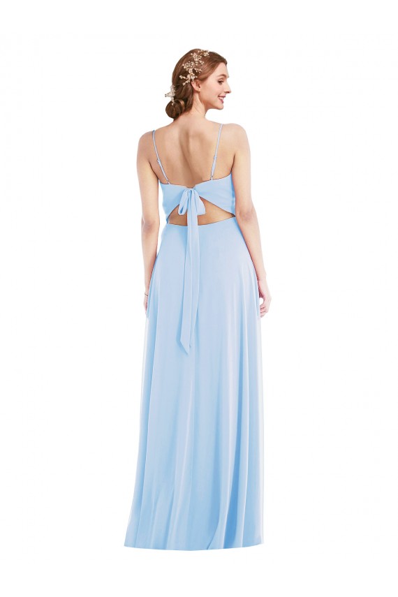 Purcahse  Light Sky Blue Sleeveless Spaghetti Straps A-Line Soft Chiffon Formal Evening Dress UK