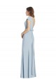 Purcahse  Open Back Light Sky Blue Cap Sleeves Bateau Neck Trumpet Stretch Crepe Evening Dress UK